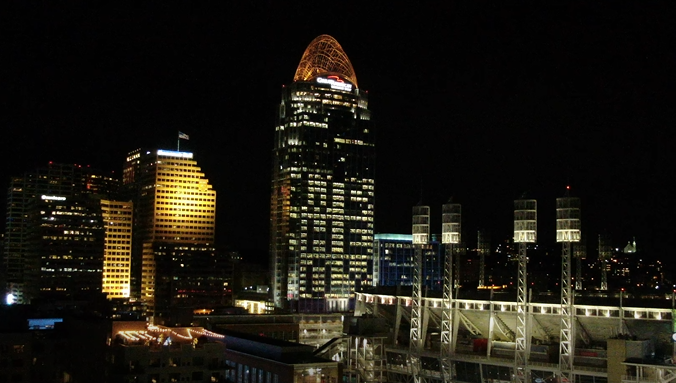 Great American Tower with a little "WHO DEY!" message of support ahead of the Super Bowl 😍