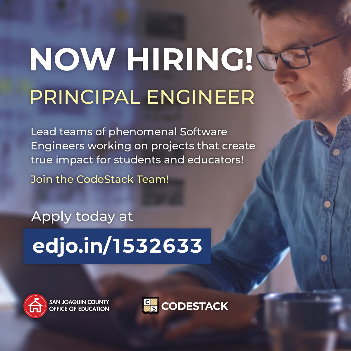 CodeStackStkn's tweet image. Join The CodeStack Team! We are looking for a Principal Engineer. Lead teams of phenomenal Software Engineers working on projects that create true impact for students and educators. For more information, please visit edjo.in/1532633 #SJCOE #Jobs #Coding #SanJoaquin