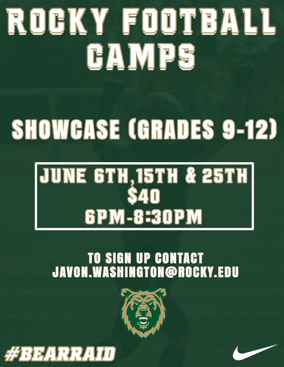 Show up and show out! Come get coached and evaluated! Be part of the #BEARRAID! #EarnYourCARD #2021FrontierConferenceChamps