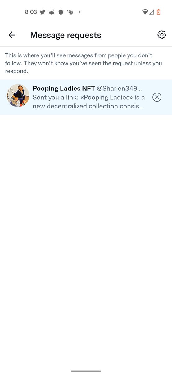 Garrison4tress's tweet image. Message request WTF???
Pooping Ladies NFT... 
I mean...to each his own. 

#digitalgarbage