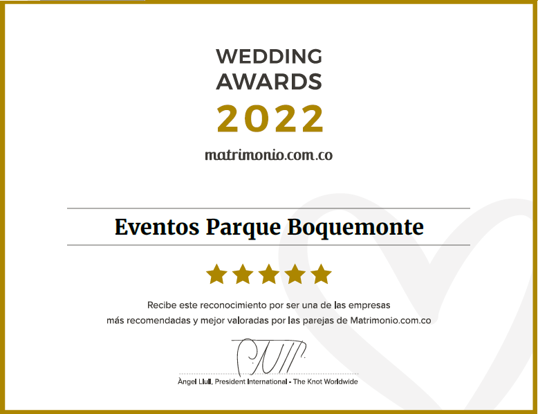 Eventos Parque Boquemonte ha sido galardonado con el Wedding Awards 2022 en la categoría Recepciones. 
Un reconocimiento de gran valor para éste profesional del sector nupcial que lo acredita como uno de los mejores proveedores del año gracias a las parejas.
#WeddingAwards2022