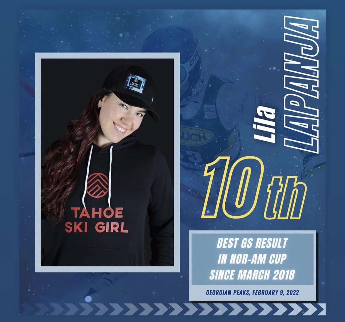 Tahoe Ski Girl <a href="/LilaLapanja/">Lila Lapanja</a> scored her best GS result in 4 years in the Nor-Am cup today!  If you want that hoodie, which Lila says is the most comfortable hoodie she has ever had, we have them at 20% off right now!  Get it!  tahoeskigirl.com. #girlpower