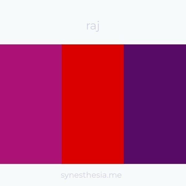 SynesthesiaMe's tweet photo. what color is your name, Raj? https://t.co/Uew2guFNwz https://t.co/f8WXpM4rRG