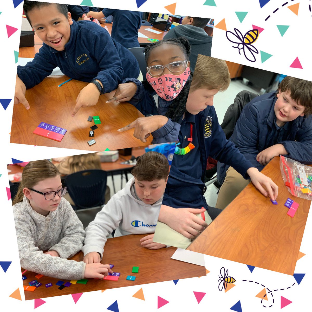 Manipulatives are always beneficial for making abstract concepts in math more concrete. Dividing fractions is a piece of cake! #handsonlearning  <a href="/CollierES/">Collier Elementary</a>
