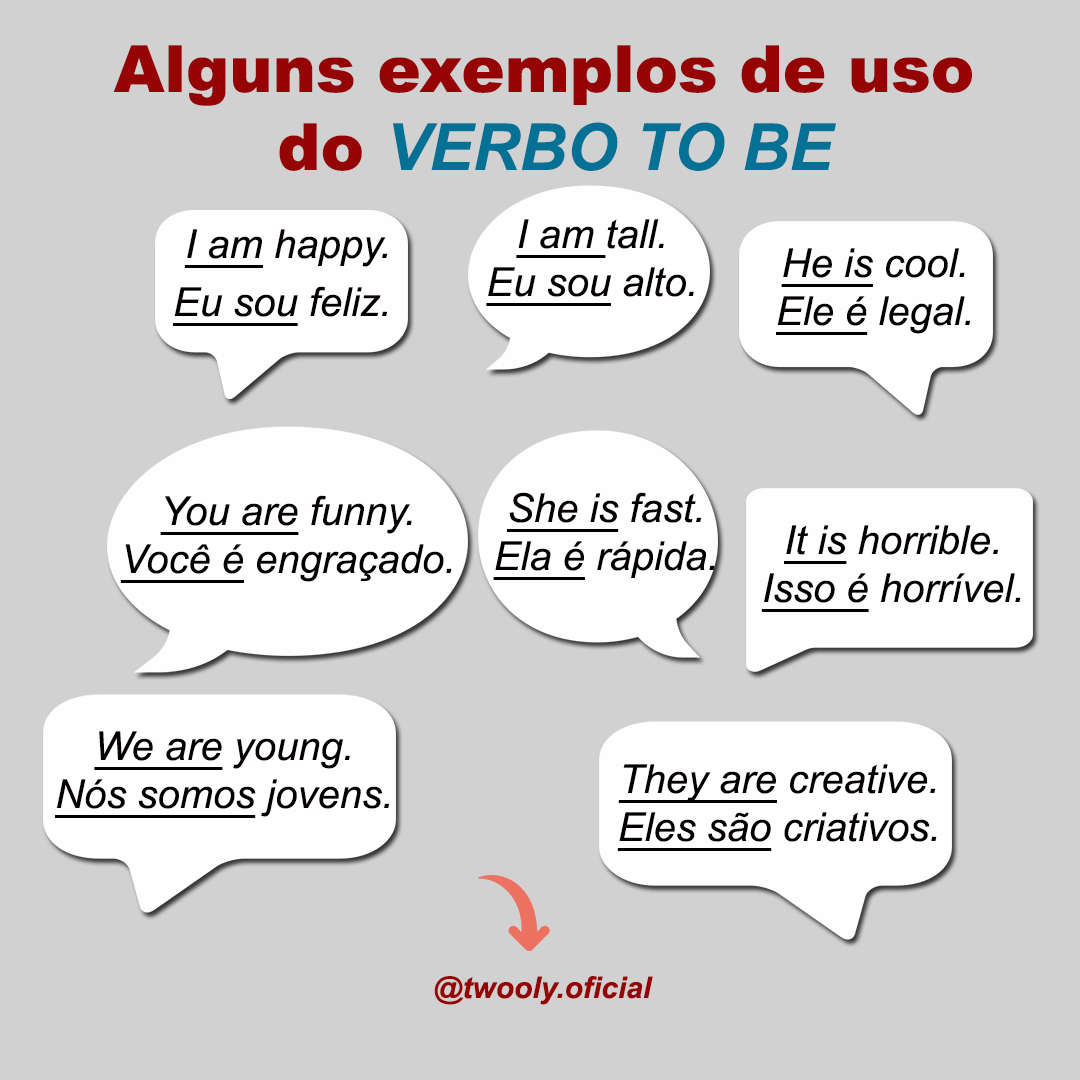 Twooly4's tweet photo. Alguns Exemplos de VERBO TO BE
#auladeingles #verbotobe #inglesonline https://t.co/rdp7wxxiNc