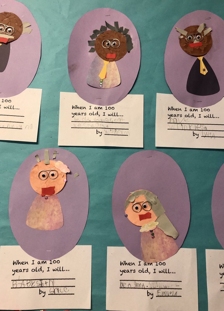 How our <a href="/EmersonLBUSD/">Emerson Parkside Academy</a> Kindergarten kiddos see themselves at 100 years old. I love the one who says they will work and eat ice cream! #ProudtobeLBUSD