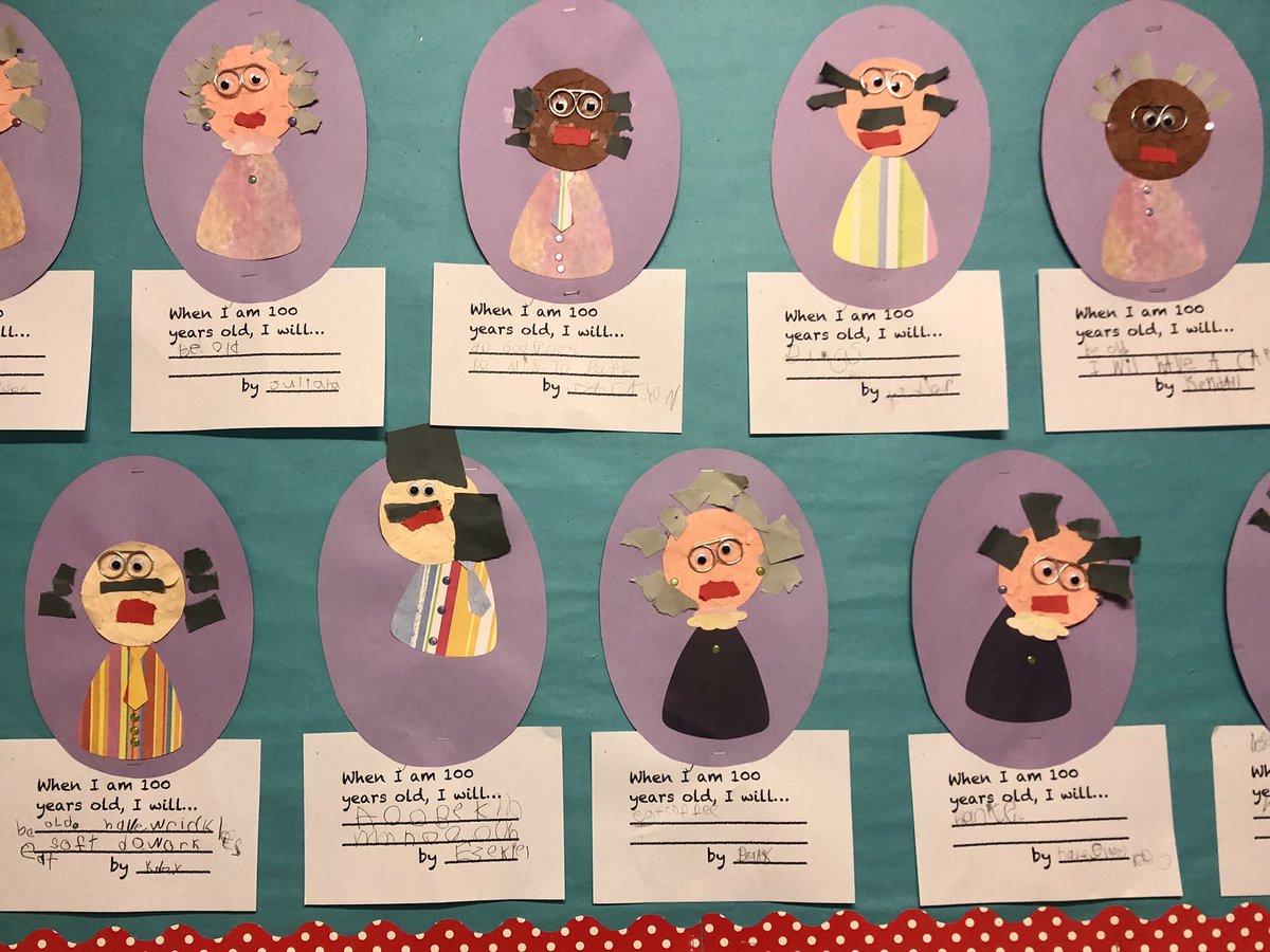 BeverlyMoutet's tweet photo. How our @EmersonLBUSD Kindergarten kiddos see themselves at 100 years old. I love the one who says they will work and eat ice cream! #ProudtobeLBUSD https://t.co/7HUU5zyUxG