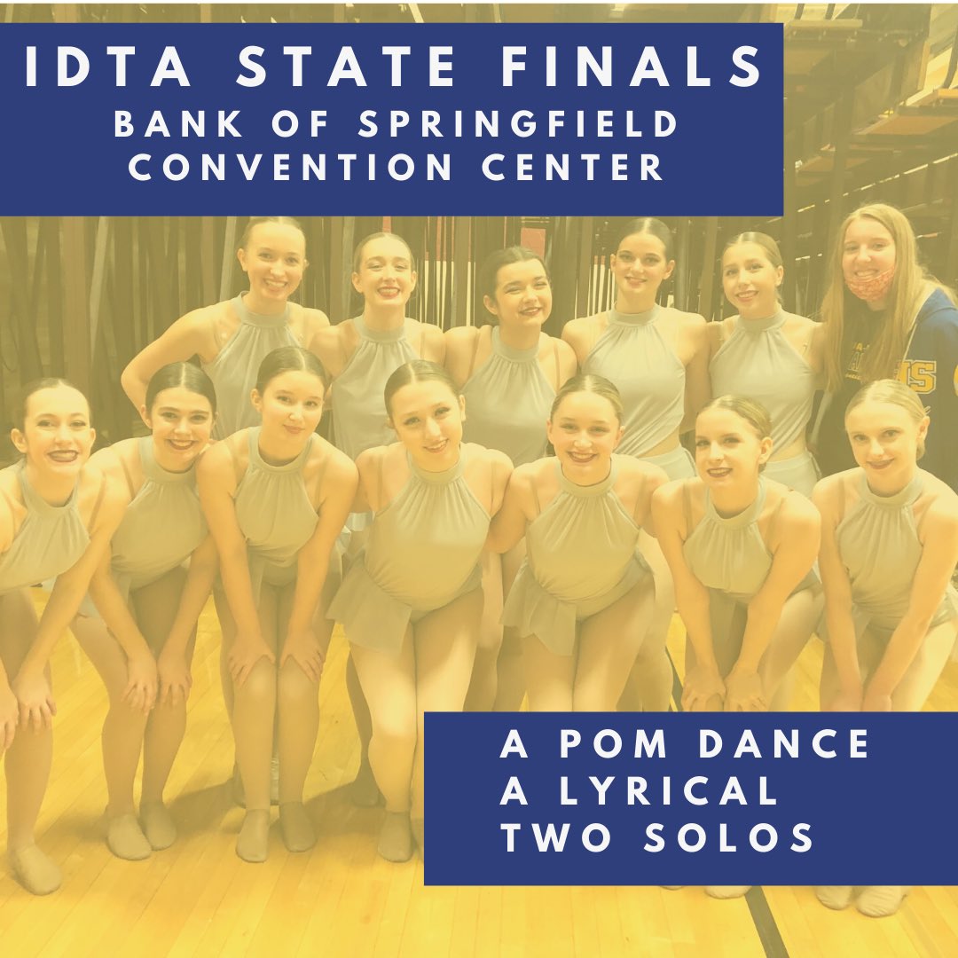 MFHSTrojanettes's tweet image. IDTA State Finals are quickly approaching! It will be at the BOS center in Springfield. The schedule is as follows:

Fri. Feb. 11 (Solo Prelims):
6:04 - Paige Shull
7:31 - Rachel Wisner

Sat. Feb. 12 (Teams):
3:48 - A Lyrical
5:27- A Pom Dance 

We hope to see you there! 💛💙