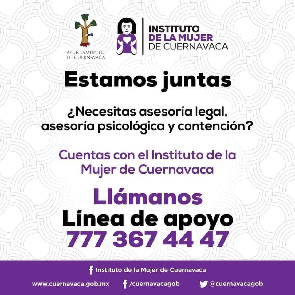 Estamos abriendo canales de comunicación y atención para las mujeres y niñas de #Cuernavaca.