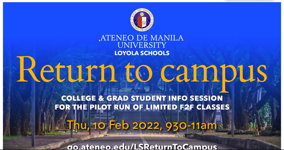 rellebnez's tweet photo. HAPPENING NOW: Return to campus College &amp; Grad Student Information Session for the Pilot Run of Limited Face-to-Face (F2F) Classes. | @TheGUIDON https://t.co/2WB08qUgIz