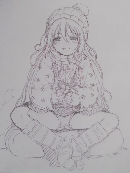 仕事中息抜きらくがきどてら輝子
#星輝子 
下半身はこたつであっためています 