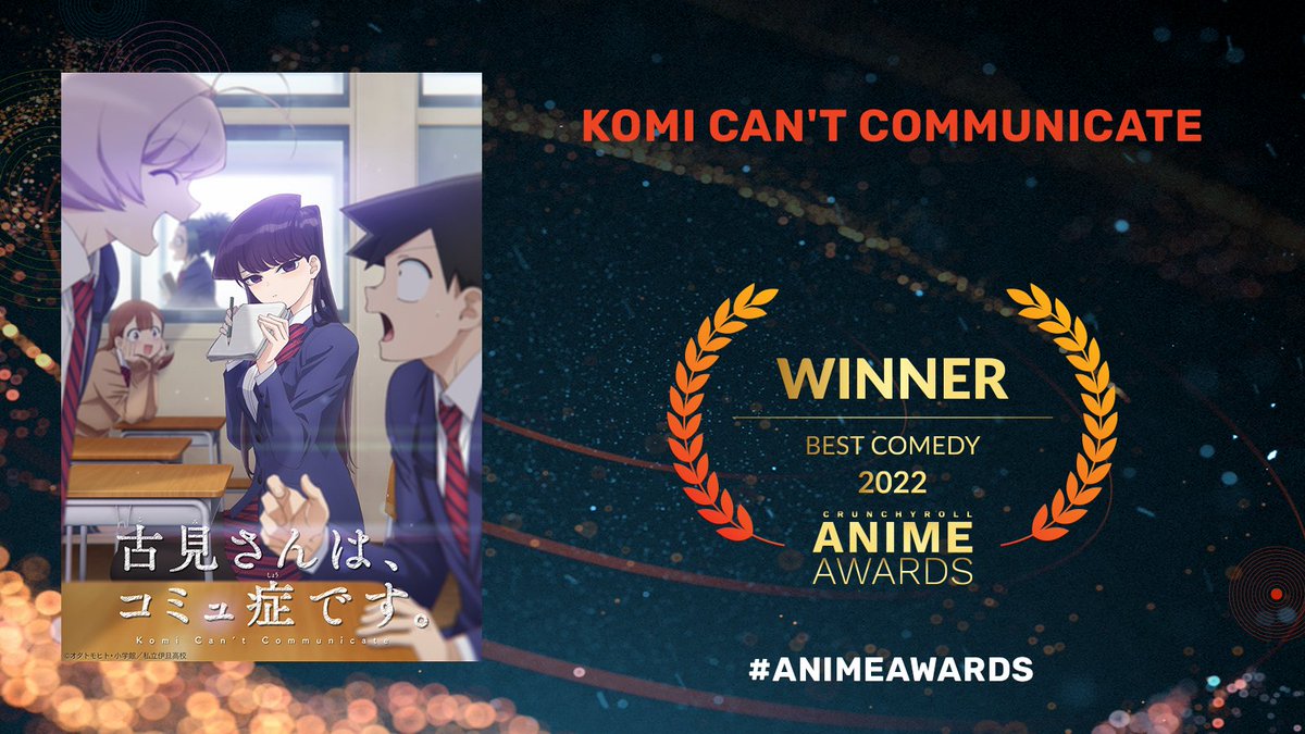 TheAnimeAwards's tweet photo. The laughs never stop for this show! Congrats to "Komi Can't Communicate" for taking home the win for Best Comedy at the #AnimeAwards! https://t.co/pqWVDXpNtJ