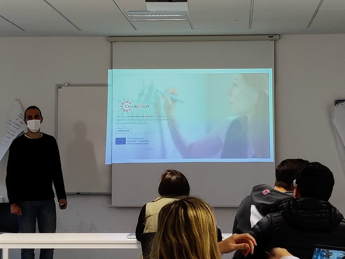 CircularStart's tweet photo. Our colleagues from @MUnibertsitatea applying CircularStart training in the incubation process of their Entrepreneurial Leadership & Innovation Undergraduate Programme (LEINN), with students from 3rd Course. Circular, innovative and inspiring classes! #circularstartups https://t.co/Orbu7Q9vJu