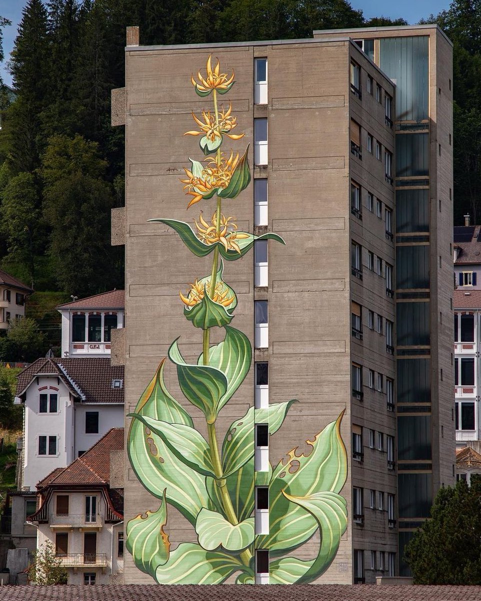 womensart1's tweet photo. Mona Caron, contemporary Swiss-born artist, known for her large scale murals connecting to environmental concerns and activism #WomensArt https://t.co/3QjSZRdJ81