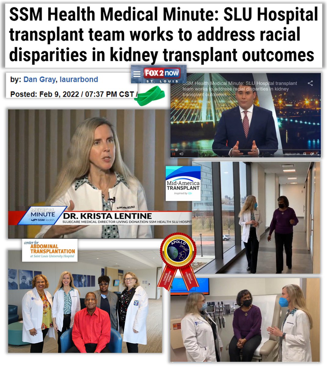 KristaLentine's tweet photo. Privilege to discuss 2 projects related to #APOL1 gene underway at @SLUHospital🏥w/@FOX2now's @DanGrayTV| #StLouis #MedicalMinute
1⃣ @midamtransplant-supported study in our #Nephrology clinics
2⃣ @NIH-supported #APOLLO #kidneytransplant study
🙏🏾Learn more📲https://t.co/afzayakRVy https://t.co/ATZ9lUYRrH