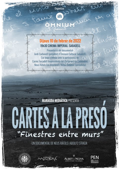 Després d Madrid, Ginebra, Bolívia, Quebec i Figueres, #cartesalapresó arriba a #Sabadell i seguirà per #Bcn #Esparreguera

Gràcies a grans professionals #AdolfoEstrada #DavidFamechon #FranAdan <a href="/Rabascalljunior/">Jordi Rabascall</a> #AnaMariaPérez <a href="/carolinariusm/">Carolina</a> <a href="/MariaCamats/">Maria Camats Malet</a>  #MaragdaMediàtica