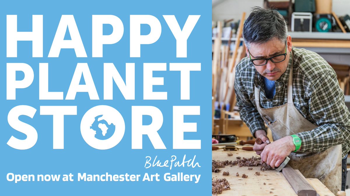 BluePatchTeam's tweet photo. Grafting, crafting &amp; creating, see what came out of @heliconiadesign workshops, on show now @mcrartgallery in the #HappyPlanetStore . #craft #handmade #sustainableLiving #Manchester #art #design https://t.co/Z6sEmhDKxY