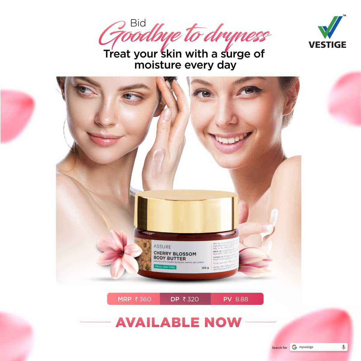 vestigemkt's tweet photo. Winter skin dryness🚫
Moisturised smooth skin✅
ASSURE Cherry Blossom Body Butter is available now to make your skin win this winter❄️
#WinOverWinter
#WishYouWellth https://t.co/3CnDqg5tef