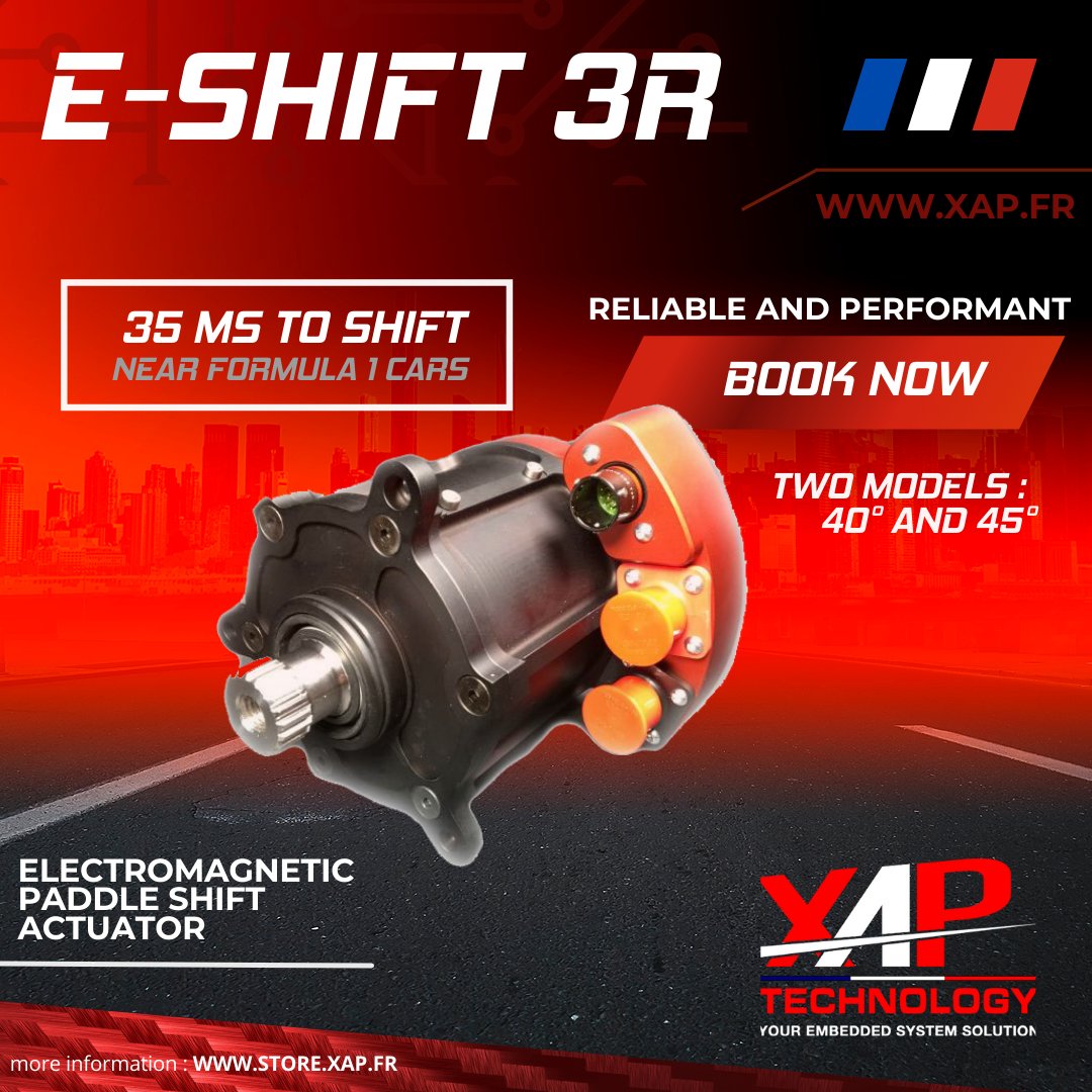 XAP_30's tweet photo. 🔧XAP Technology presents the latest rotary actuator: the E-Shift3-R! An electric actuator that can control most sequential gearboxes, easy to install, low power consumption.🔋

#voiture #rally #rallyracing #gearbox #engineering #XAP #automobile #steeringwheel #car #motorsport https://t.co/PfKWtQLlDb