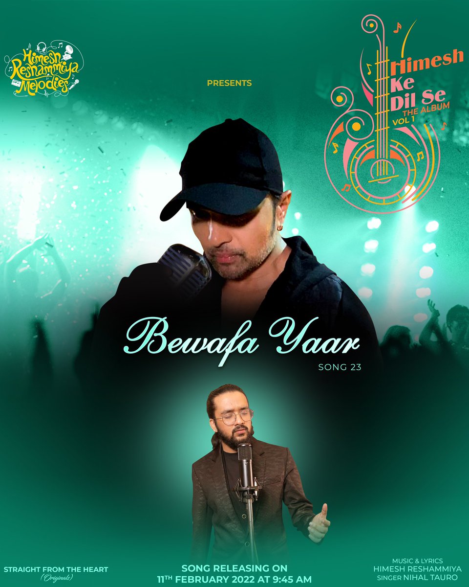 HimeshMelodies's tweet photo. #BewafaYaar sung by Nihal Tauro, written and composed by Himesh Reshammiya will be out tomorrow at 9:45 AM ❤

#HimeshReshammiya #NihalTauro https://t.co/a16MszSoeC