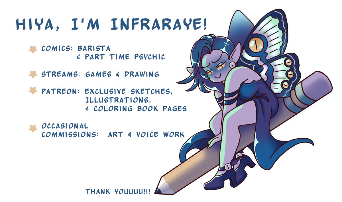 infraraye's tweet photo. Hiya friends! I'm Raye. I make comics and fan art. I stream drawing and games. I love books, anime, &amp; all things cute n spooky. https://t.co/F7R5rrTk2o