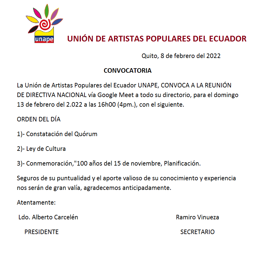UnapeEcuador's tweet photo. Crear la nueva obra de arte es importante... También es importante analizar las reformas a la LEY DE CULTURA.. .. El aporte de los artistas es de gran valía. https://t.co/iK0ocZ5nDr