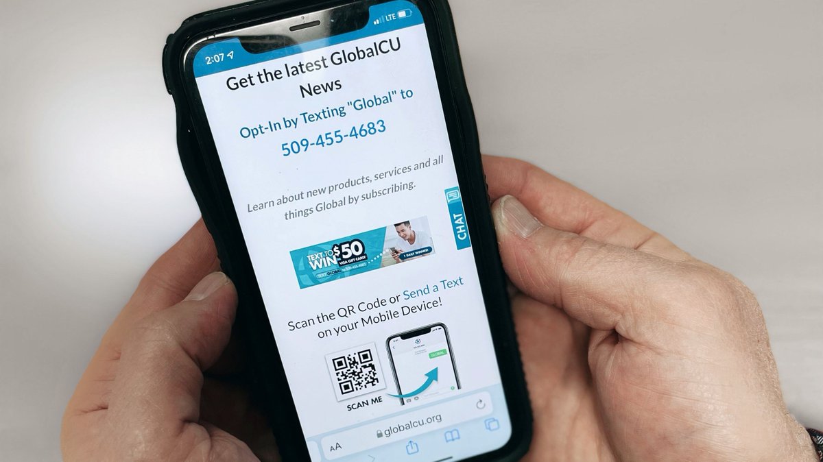 global_cu's tweet photo. We love staying in touch with our members! Sign up for Global text messages by texting "GLOBAL" to 509.455.4683 and be entered into our daily drawing for a $50 Visa gift card every day this week. #GlobalCU #StayConnected https://t.co/BxL82FL6cB