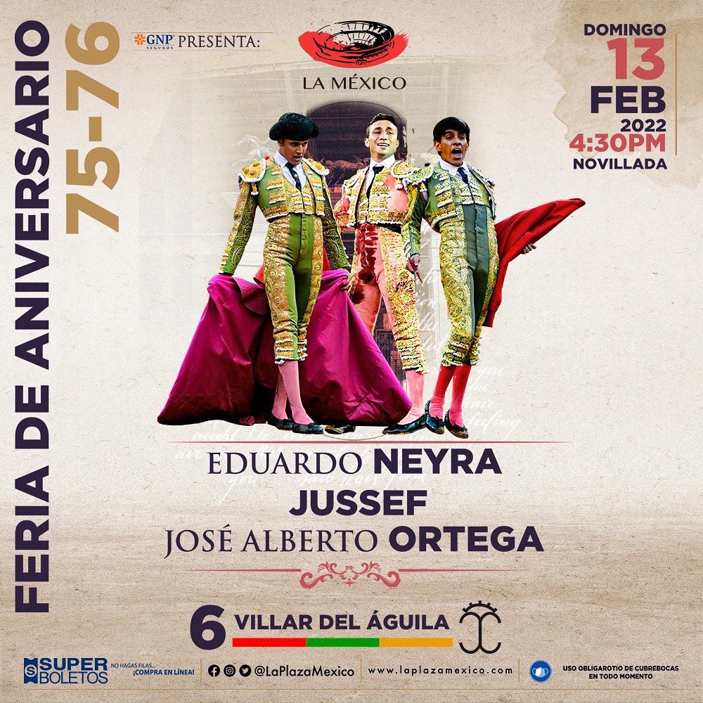 LaPlazaMexico's tweet photo. 🎇 Seguimos festejando la #feriadeaniversario2022 en #lamexico 🎇
¡Con un fin de semana de toros, una ganadería legendaria que cumple 100 años y una novillada de categoría!
🎟 Te esperamos este sábado y domingo para gritar ¡oleé! en la plaza de toros más grande del mundo 🐂 https://t.co/pdhuUh2OGF