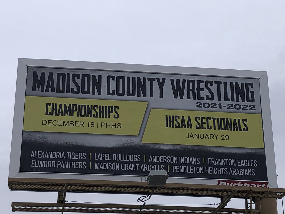Our county schools working together to promote and grow the sport. We have three of these up. Thanks to @BurkhartAdv for your generous support! #wrestlerslead