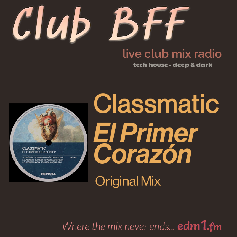 bff_edm1's tweet photo. This one gets close to your heart

Classmatic - El Primer Corazón
[Original Mix]

Revival New York @RevivalNewYork
@classmaticmusic    

#TechHouse
#WhereTheMixNeverEnds

Deep &amp; dark tech house - in an never-ending DJ club mix. 

It's live now...and free to listen. 👇👇