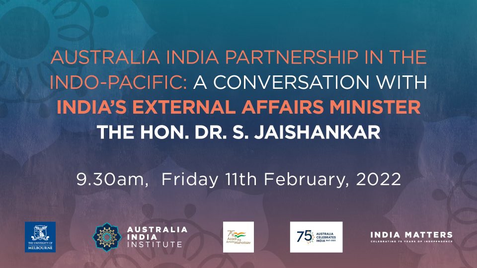 Lisa_Singh's tweet photo. Honoured to be hosting @DrSJaishankar at a packed out event @UniMelb tomorrow ahead of the #Quad meeting in #Melbourne Also to welcome @AlexHawkeMP @VohraManpreet for what will be an engaging conversation. 🇮🇳🇦🇺@dfat #dosti https://t.co/8qyADG04JB