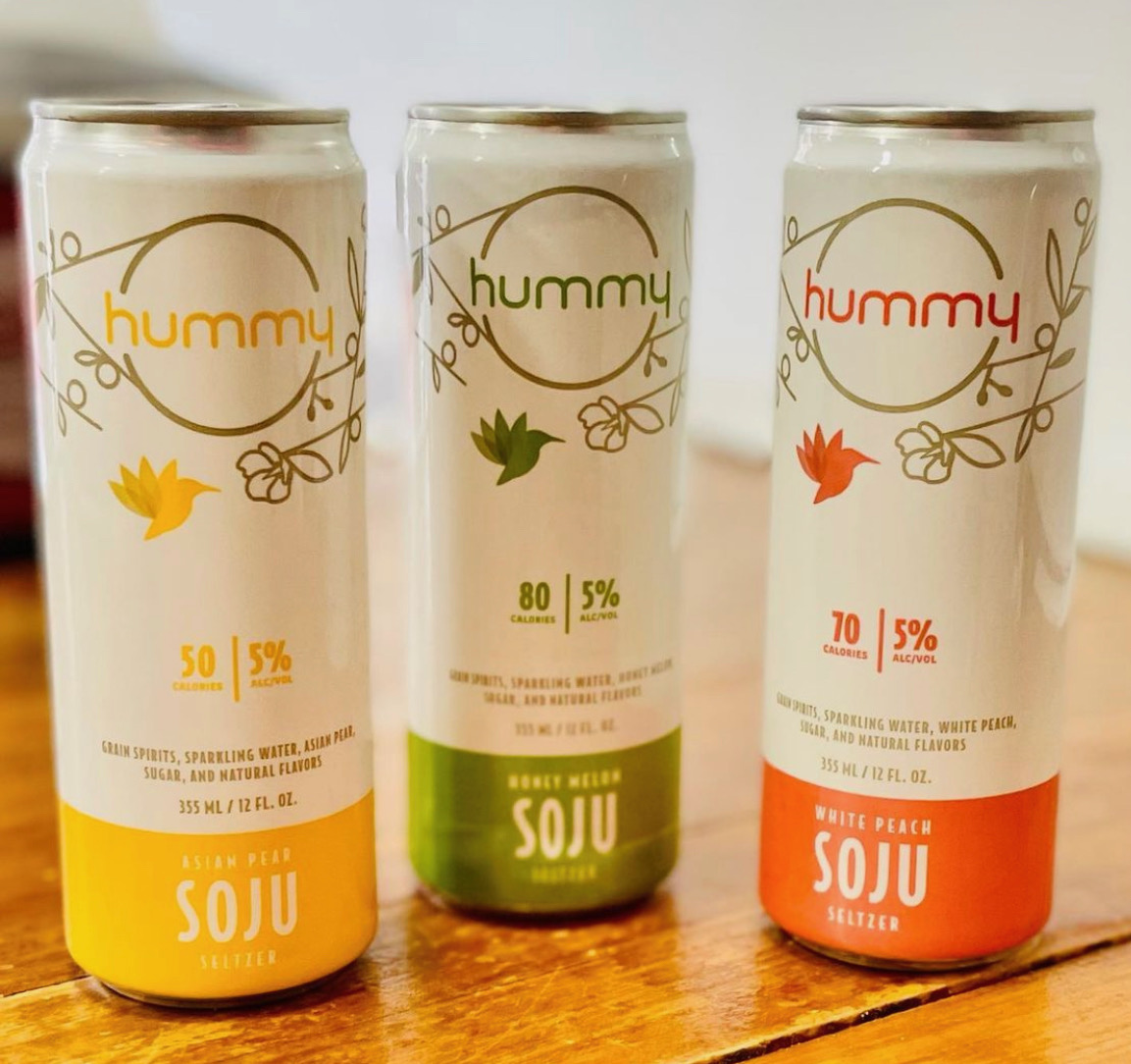 Say hello to the newest member of our Korean drink lineup … Hummy Soju Seltzer! It’s a flavorful concoction with 5% ABV that combines seltzer, fruit juice and, of course, soju. We’re now serving Asian Pear (50 calories), Honey Melon (80 calories) and White Peach (70 calories).