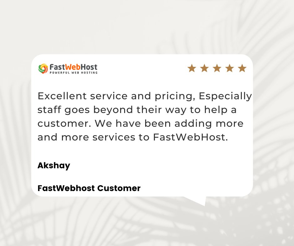 FastWebHoster's tweet image. Thanks For Your Feedback! We wish you a successful online journey with us.

#fastwebhost #webhosting #domain #web