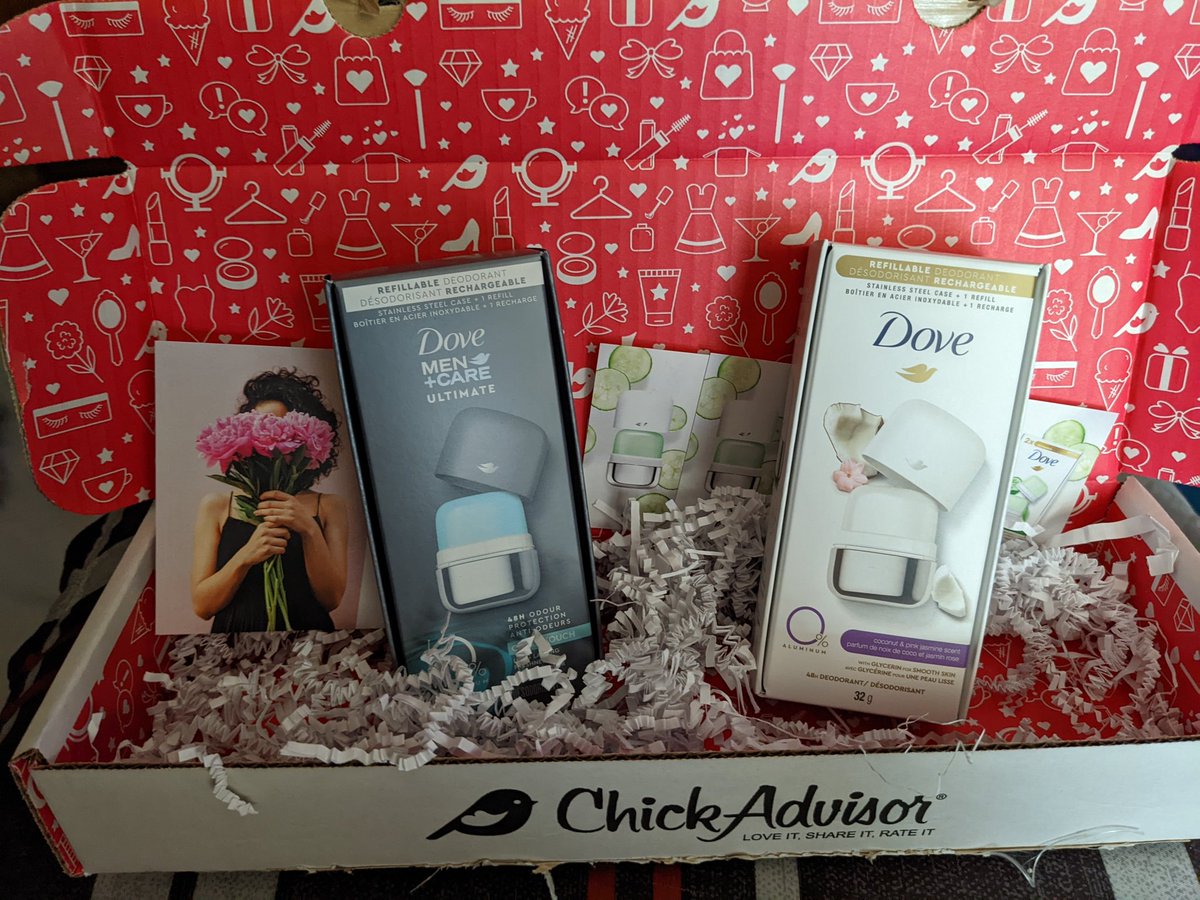 locknessi13's tweet photo. Received this as a #freeproduct from #chickadvisor
I absolutely love it!! It has zero aluminum smells great and helps to reduce waste by being refillable. Dove is the only deodorant that doesn't make me have a rash! Thankyou chick advisor for the wonderful product trial!!! https://t.co/GbkqY8B8P2
