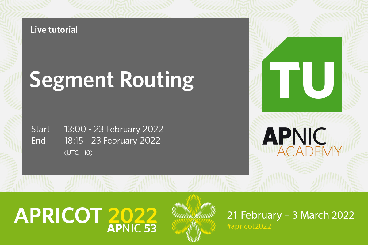 apnic's tweet photo. Extend your learning on #Git, #DDoS resiliency, #networkautomation, #segmentrouting, #routefiltering, #CEPH, and more, from anywhere during #APRICOT2022's Tutorial Week: https://t.co/qKM0OFH5qr https://t.co/XnzgjPfiGf