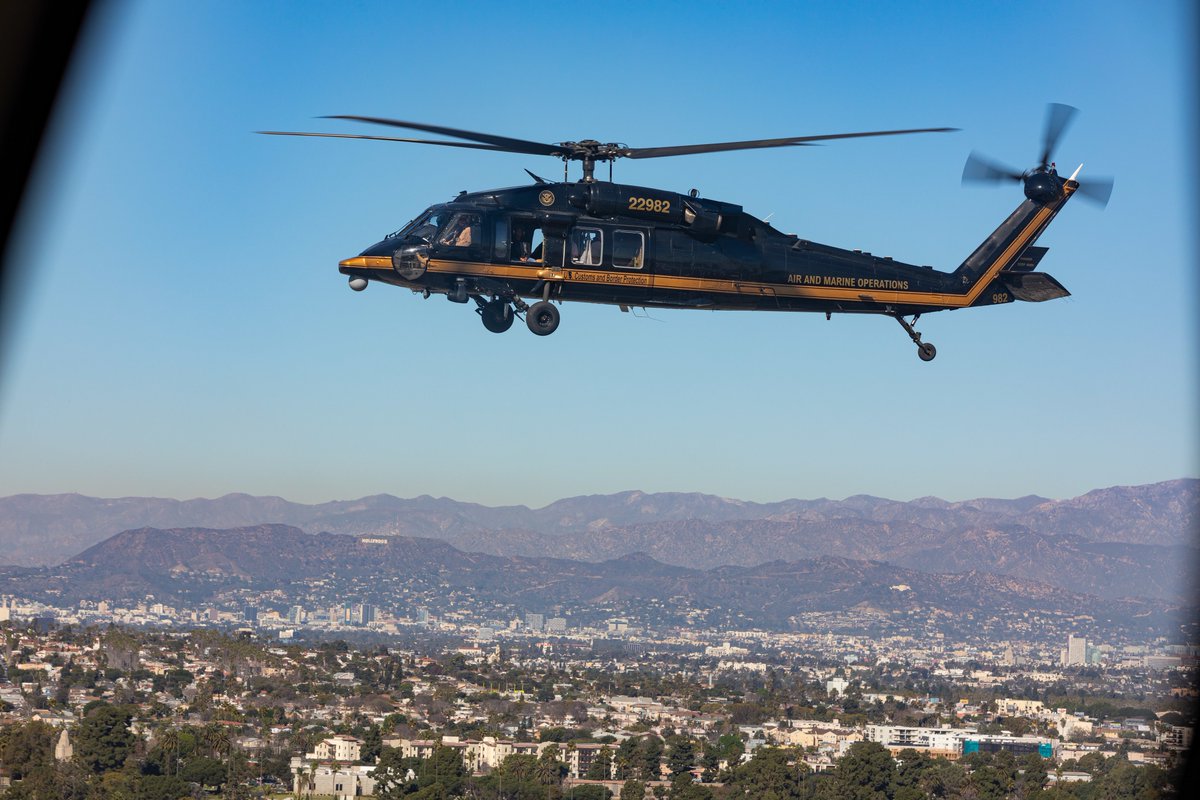Defense_Imagery's tweet photo. Feb. 6, 2022: US Customs and Border Protection and Marine Operations protect the airspace surrounding Los Angeles prior to Super Bowl LVI at the SoFi Stadium. (CBP photo, Ozzy Trevino) #cbp #usa #superbowl #superbowlvi #sofi #sofistadium https://t.co/GGNyGfJB33