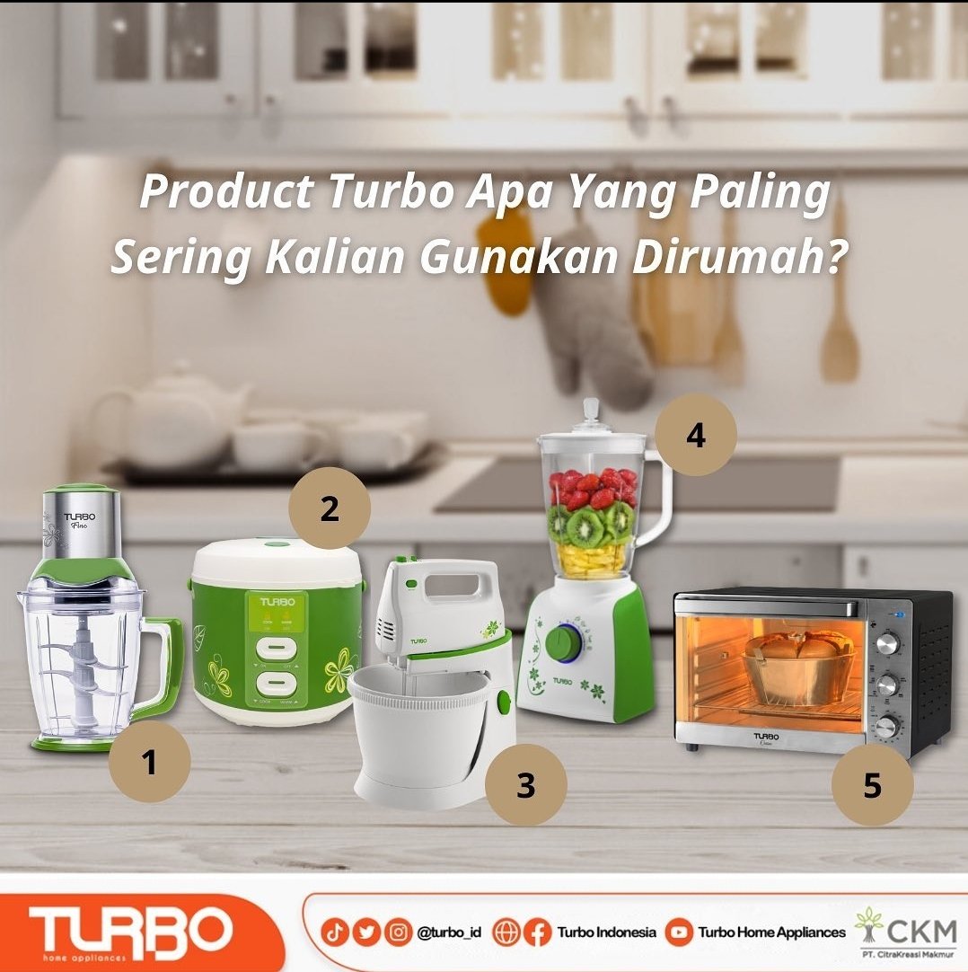 Kalo mimin sih suka buat jus buah, jadinya sering pakai Blender😁

Kalo Teman Idaman sering pakai apa? Yuk tulis di kolom komentar😉

#BeHealthyWithTurbo #NewYearHealthierLife #healthyfood #healthylifestyle #healthyliving #healthyrecipes #blender #blenderturbo #mixer #oven