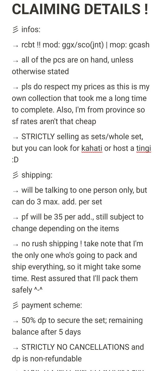 jeonvcart's tweet photo. ꒰ wts | lfb | ph ꒱

╰ NOT YET A CLAIMING TWT !

- all infos are found on the pics below, condi. of the pcs will be put on a gdrive link ! if you have further questions/concerns, feel free to send me a dm, thank you ^-^ https://t.co/Fy5mWuzOpW