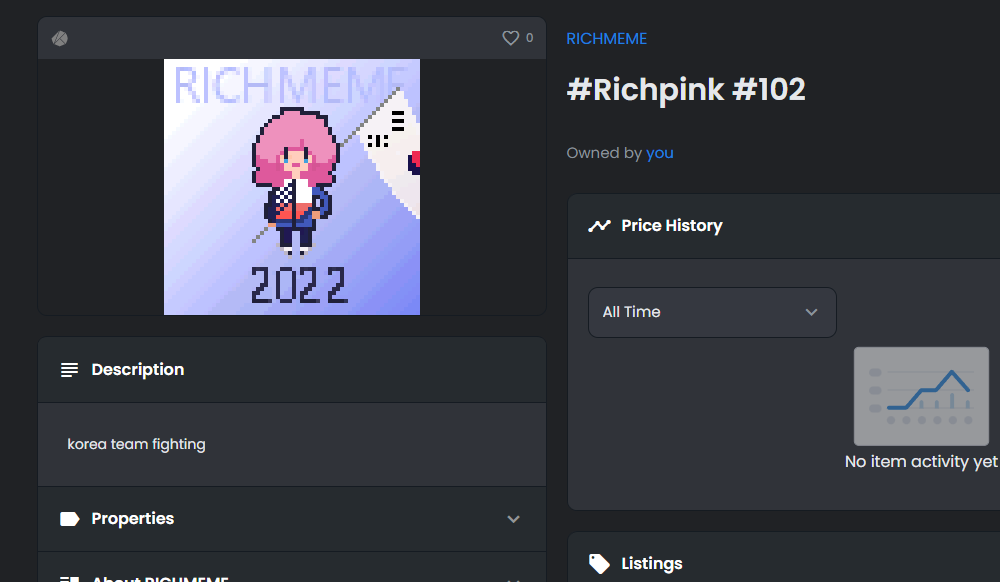밈들 오랜만밈🐥~ 
동계올림픽 기념 리스팅 이벤트 진행밈!

친구 태그 4명 시-추첨 참여

클레이랜드에서 리치밈을 찾고 댓글 좌표 등록+친구 태그-선착순 한명 확정 당첨

🎁1등 동계올림픽 한정판 리치밈!!(10klay 2개 발행)
🎁4명추첨- 랜덤리치밈
#Airdrop #nftart 

opensea.io/assets/klaytn/…
