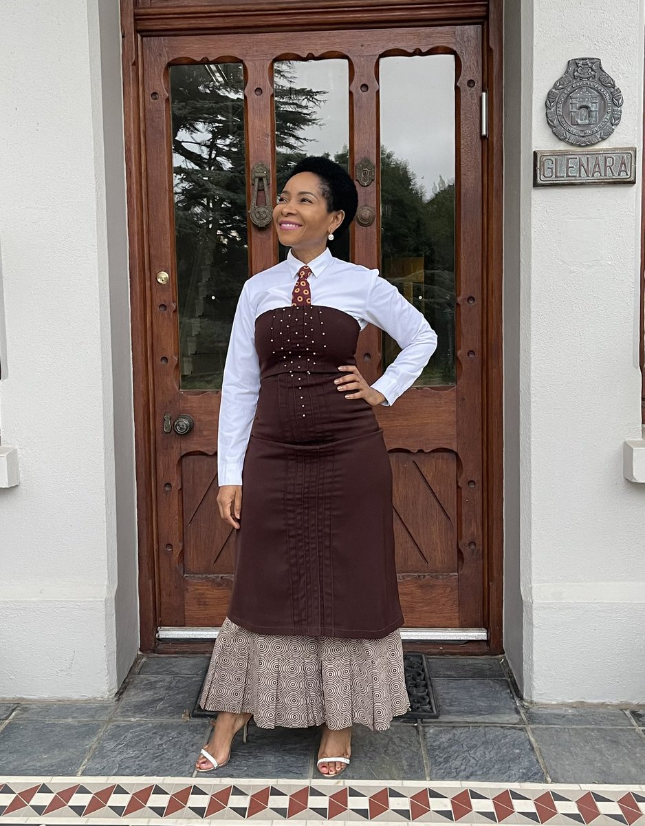 Today am wearing my 2002 PhD graduation outfit. So impressed that 20yrs later the outfit still fits. More impressive is that the outfit still rocks! It is a Stoned cherrie creation by Khensani Nkosi. Talk about consistency! #buylocal No worries am not attending #SONA2022