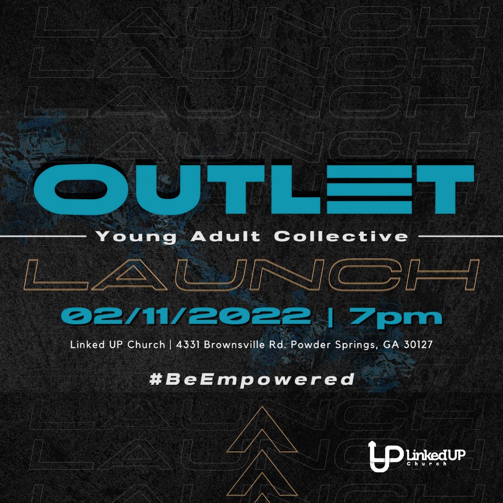 Linked UP Church (@linkedupchurch) on Twitter photo The first OUTLET Experience is tomorrow at 7 pm! The OUTLET is our Young Adult Ministry, led by Minister <a href="/singbernardw/">Bernard Williams</a>, for those ages 18-35.
Pre-Vibe starts at 6:45 pm, and the After Vibe will go until 10 pm!
There will be a live DJ, food & games! The first OUTLET Experience is tomorrow at 7 pm! The OUTLET is our Young Adult Ministry, led by Minister <a href="/singbernardw/">Bernard Williams</a>, for those ages 18-35.
Pre-Vibe starts at 6:45 pm, and the After Vibe will go until 10 pm!
There will be a live DJ, food & games!