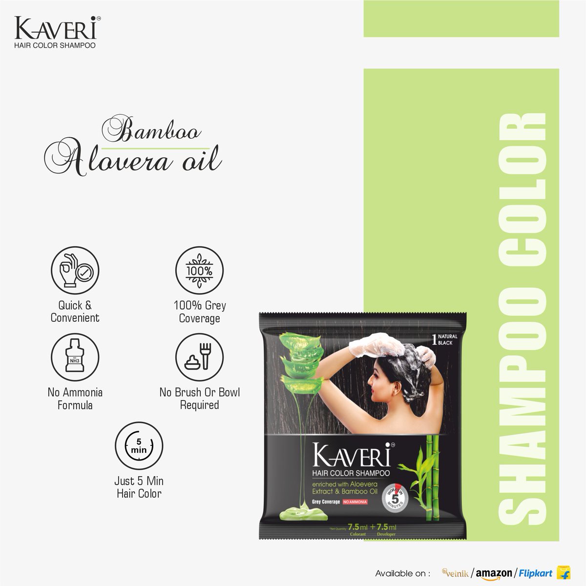 velnik_Indialtd's tweet photo. Kaveri Hair Color Shampoo Enriched With The Aloe Vera &amp; Bamboo Oil🍃
* Quick &amp; covenient 
* 100% grey coverage
* No ammonia 
* No brush or bowl required 
* Just 5 min hair color
Available on :- https://t.co/23H3AAYrd3
Amazon :- https://t.co/6OdMAar5BJ
#Kaveri #HairColorShampoo https://t.co/VwlfQwVLhA