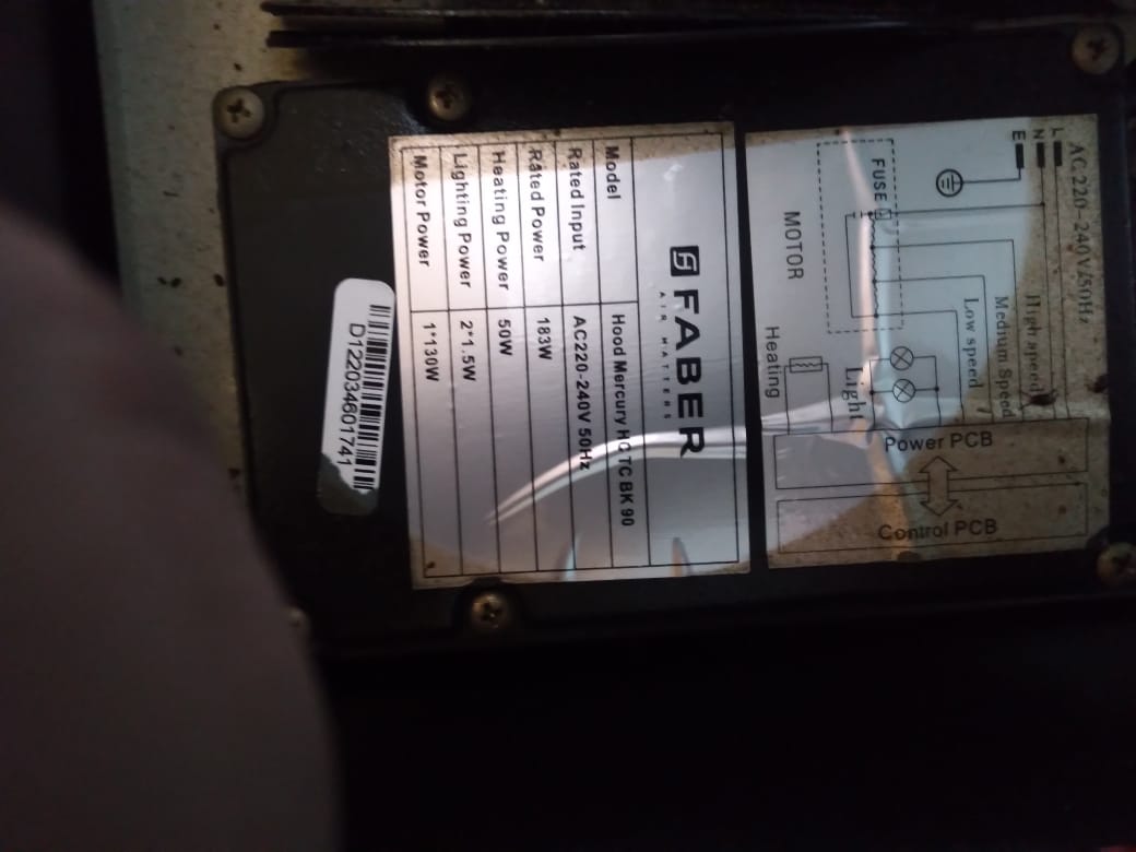 dj_it's tweet photo. @FaberIndia Hi Faber team,
Your service man asking for PCB circuit picture by opening the top of chimney.
I sent the following picture but he is unable to get the correct PCB for that.
Can you please send the Picture of PCB inside this chimney? https://t.co/2OD6QGUduP