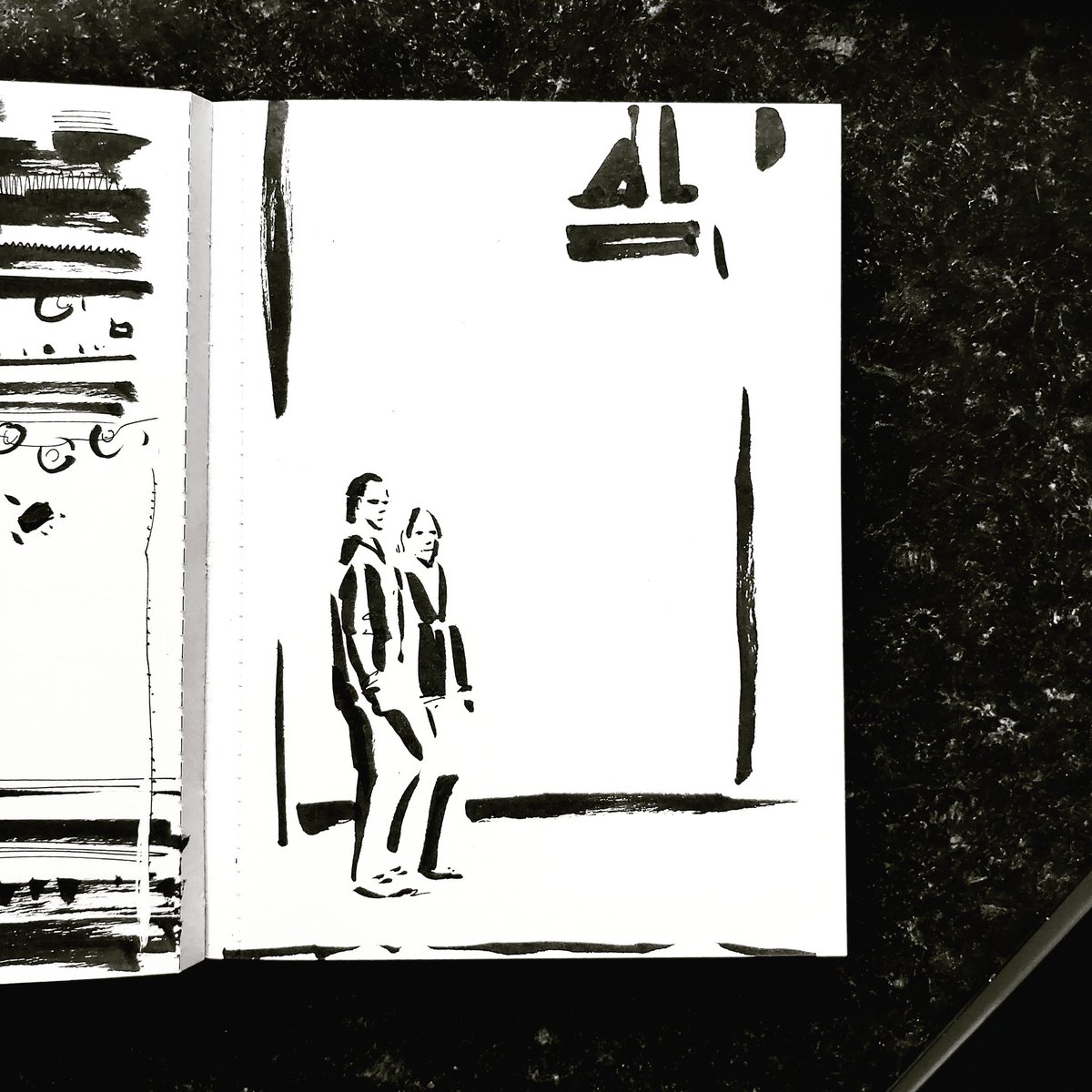 DavidFrankum's tweet photo. Strollers 1 #sketch #sketchdrawing #drawing #draw #doodle #ink #inkdrawing #lineart #lifedrawing #figuredrawing #pen #penandinkdrawing #blackandwhite #artoftheday #art #artwork #artist #illustration #reportage #people #drawingpeople #wellbeing #reportage https://t.co/890UIyiTcW