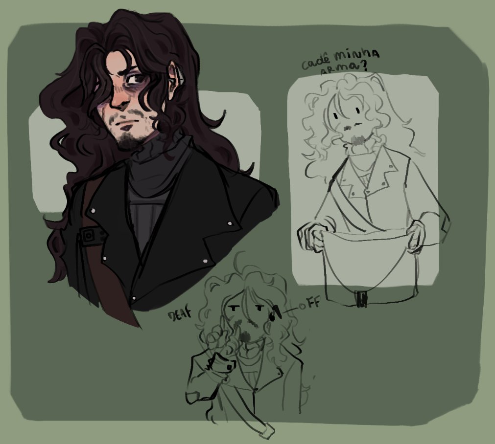 M0th_Dad's tweet photo. Just a lil age up of a character i played at a ghost hunter one shot.
Aging him up to potentially use him as a backup character on a CoC campaign!
But hoping my current pc won't die,,,

Phrase says "where's my gun?" (pt-br)
#ttrpgcommunity #originalcharacter #ArtistOnTwitter https://t.co/7DhZqplxy5