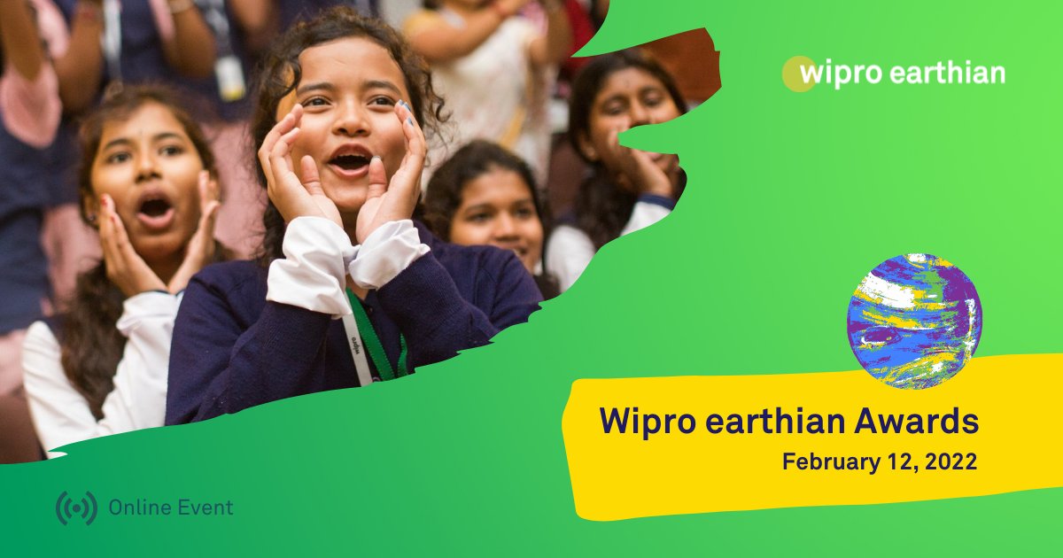 Kindly join us online, as we felicitate the winning and shortlisted school teams at the 11th Edition of Wipro earthian Awards on February 12 from 9:00 a.m. onwards.  Please visit: youtube.com/watch?v=85Ucwy… to watch the event LIVE on YouTube.