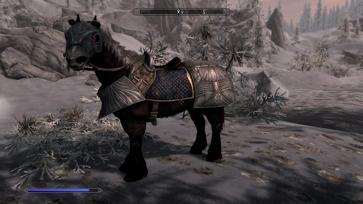 MassEffexual's tweet photo. #Skyrim #Shadowmere all decked out! #PS4share https://t.co/P4Cv78pH09