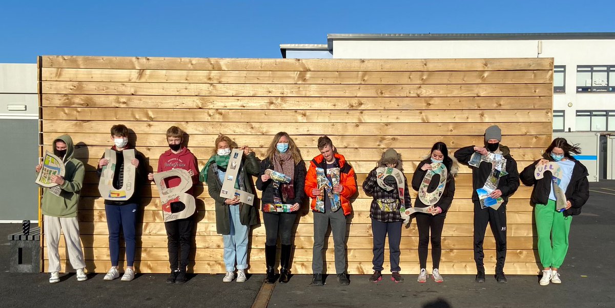 DUBLIN2022🇮🇪the LCA students are celebrating finishing their first session of assignments and achievements this week 🎉here they are with teacher Clare and SNA Niamh with one of their pieces of work from the social education module on our community. Keep up the great work gang!!