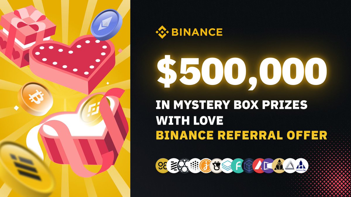 binance's tweet photo. 💰 $500,000 in crypto up for grabs! 

Invite your loved ones via #BinanceReferralBox
to secure yourselves Mystery Boxes worth up to $500 each. 

➡️ https://t.co/LWRlMpyEL1 https://t.co/t2SisRBOUD