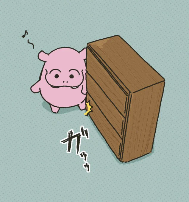 タンスの角に小指をぶつけたカバさん
#カバ #かば #イラスト #タンス 